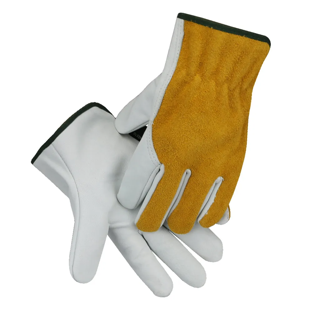 (12 pair pack) Select Top Grain and Suede Hybrid Unlined Cowhide Leather Work Gloves