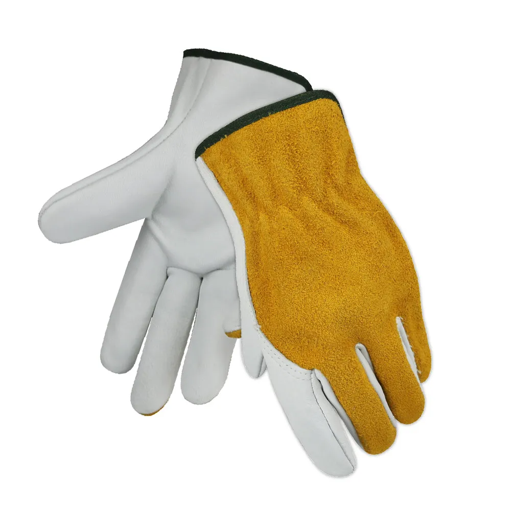 (12 pair pack) Select Top Grain and Suede Hybrid Unlined Cowhide Leather Work Gloves