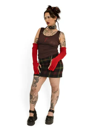 3 finger knit gloves- red