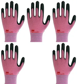 3M Nitrile Work Gloves for Woman - Pink, 5 Pairs Screen Touch, Foam Coated, Machine Washable, Lightweight