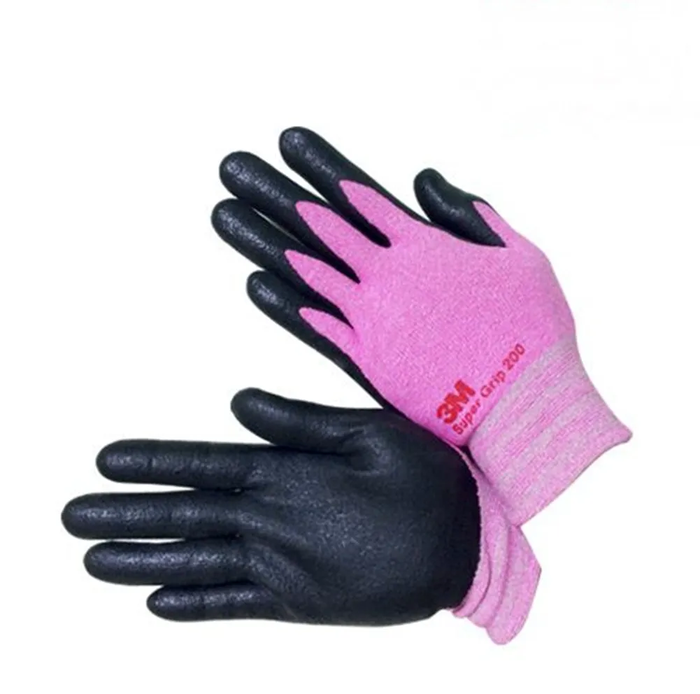 3M Nitrile Work Gloves for Woman - Pink, 5 Pairs Screen Touch, Foam Coated, Machine Washable, Lightweight