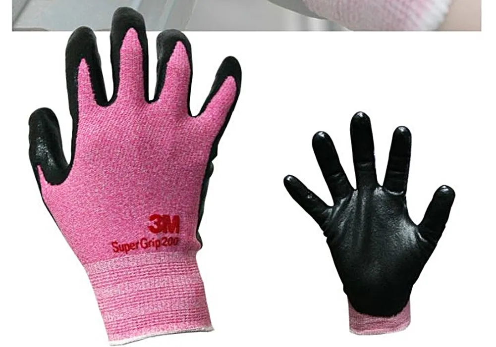 3M Nitrile Work Gloves for Woman - Pink, 5 Pairs Screen Touch, Foam Coated, Machine Washable, Lightweight