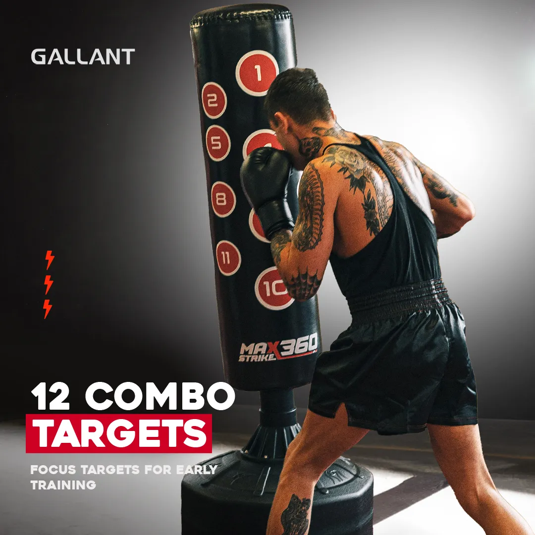 6ft Max Strike 360 Free Standing Punch Bag With Gloves &  Rain Cover
