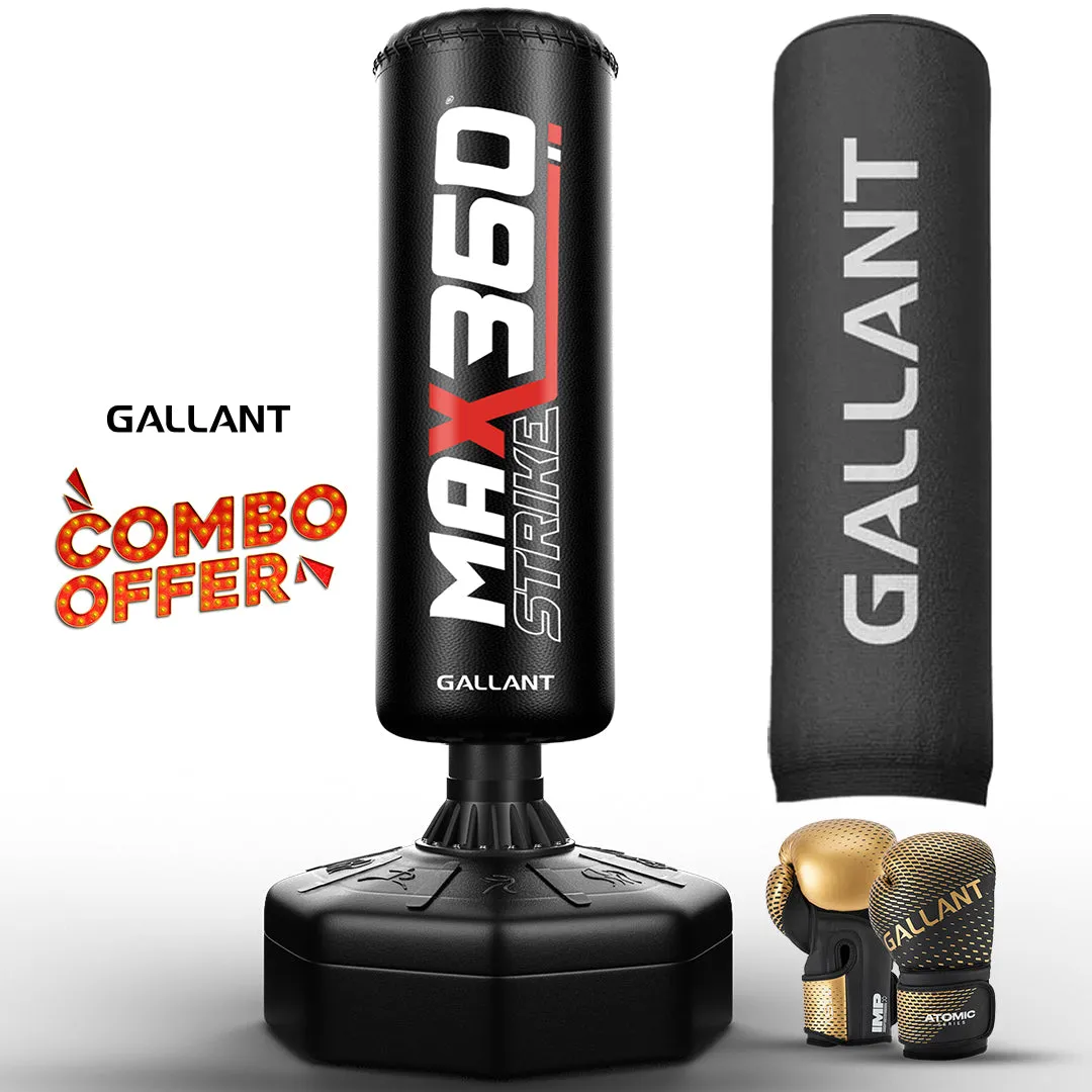 6ft Max Strike 360 Free Standing Punch Bag With Gloves &  Rain Cover