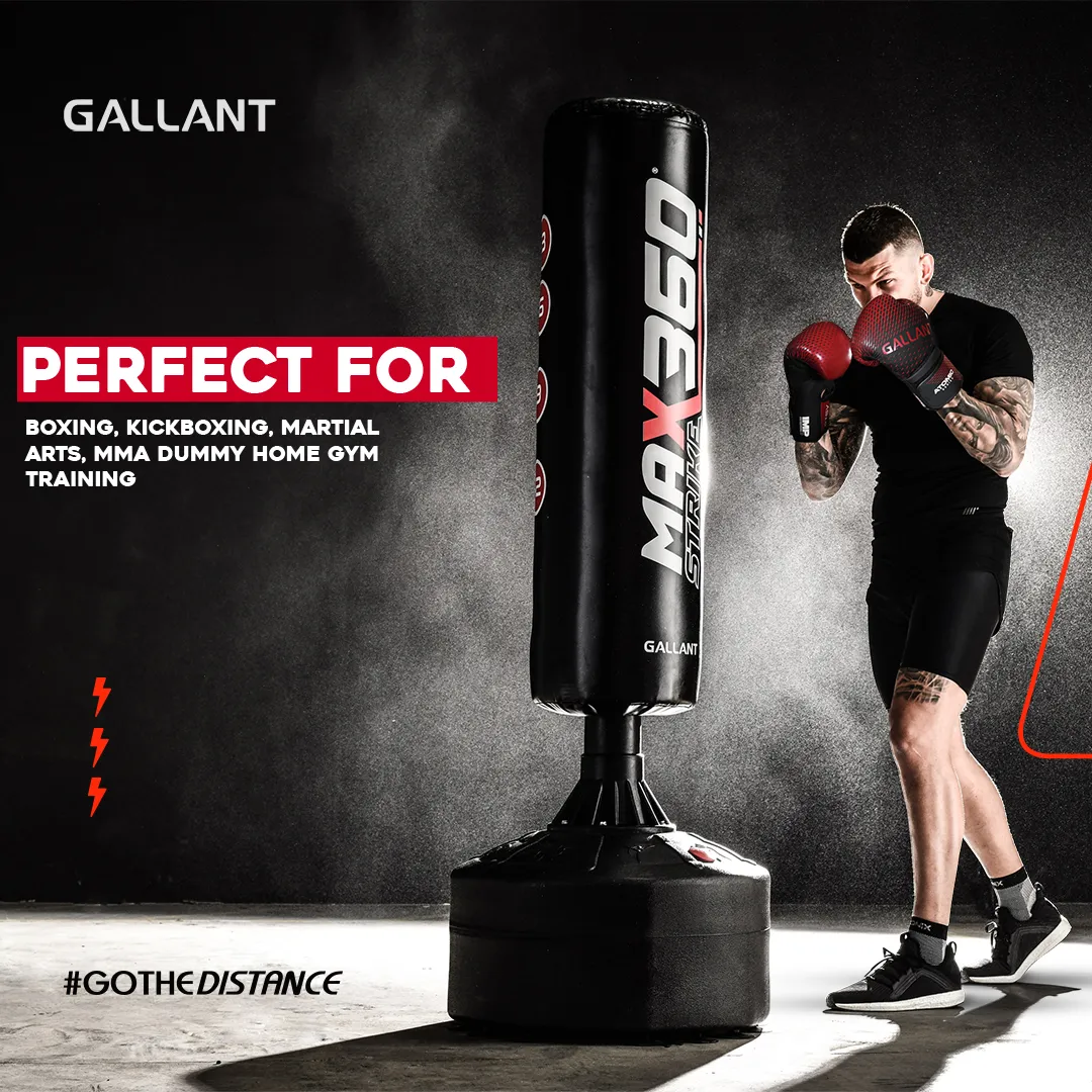 6ft Max Strike 360 Free Standing Punch Bag With Gloves &  Rain Cover