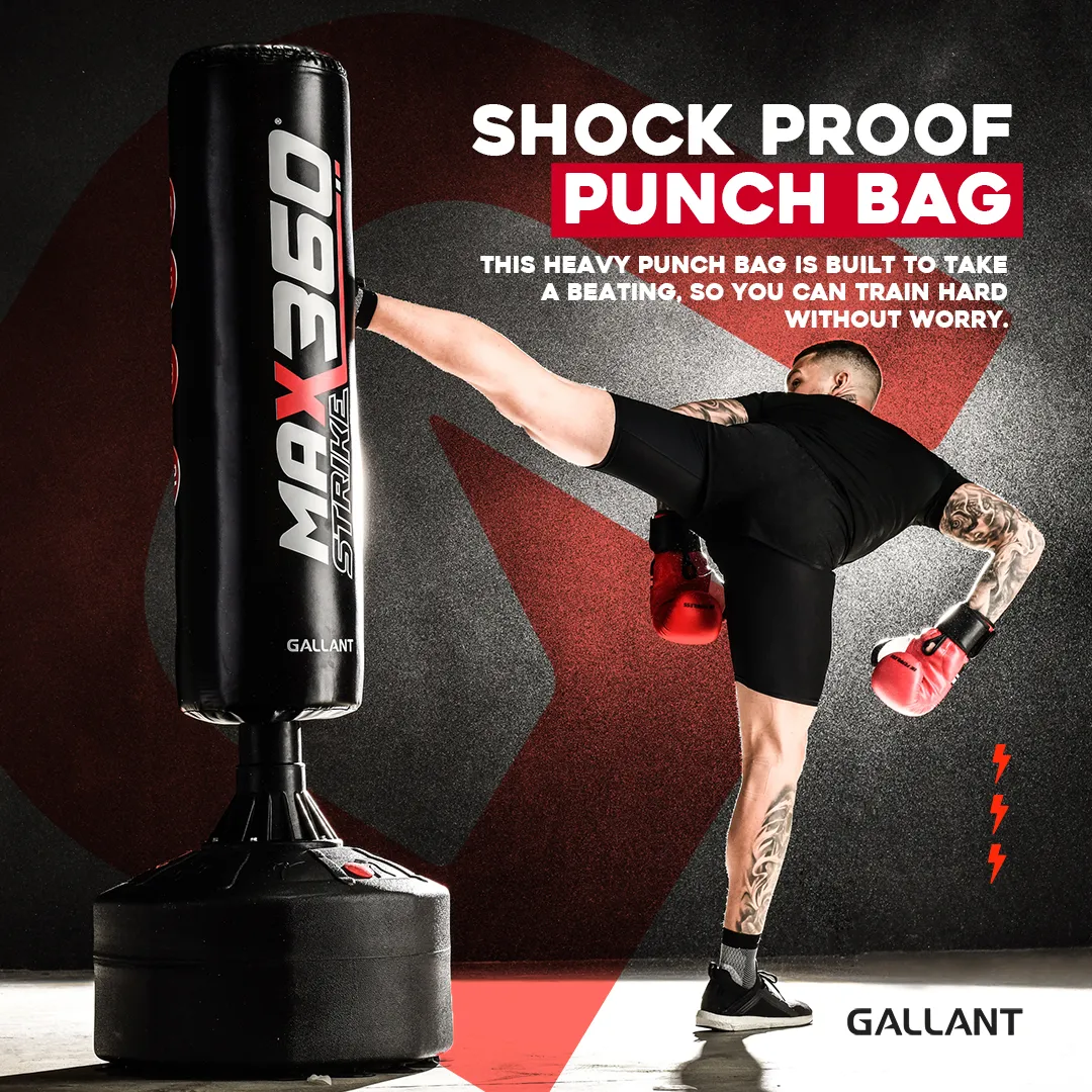 6ft Max Strike 360 Free Standing Punch Bag With Gloves &  Rain Cover