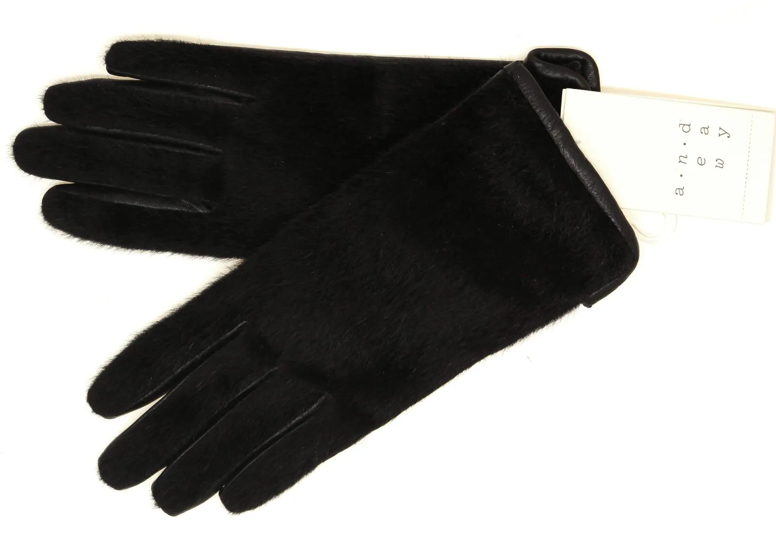 A New Day Women's Faux Calf Hair Leather Tech Touch Gloves Black XS/S