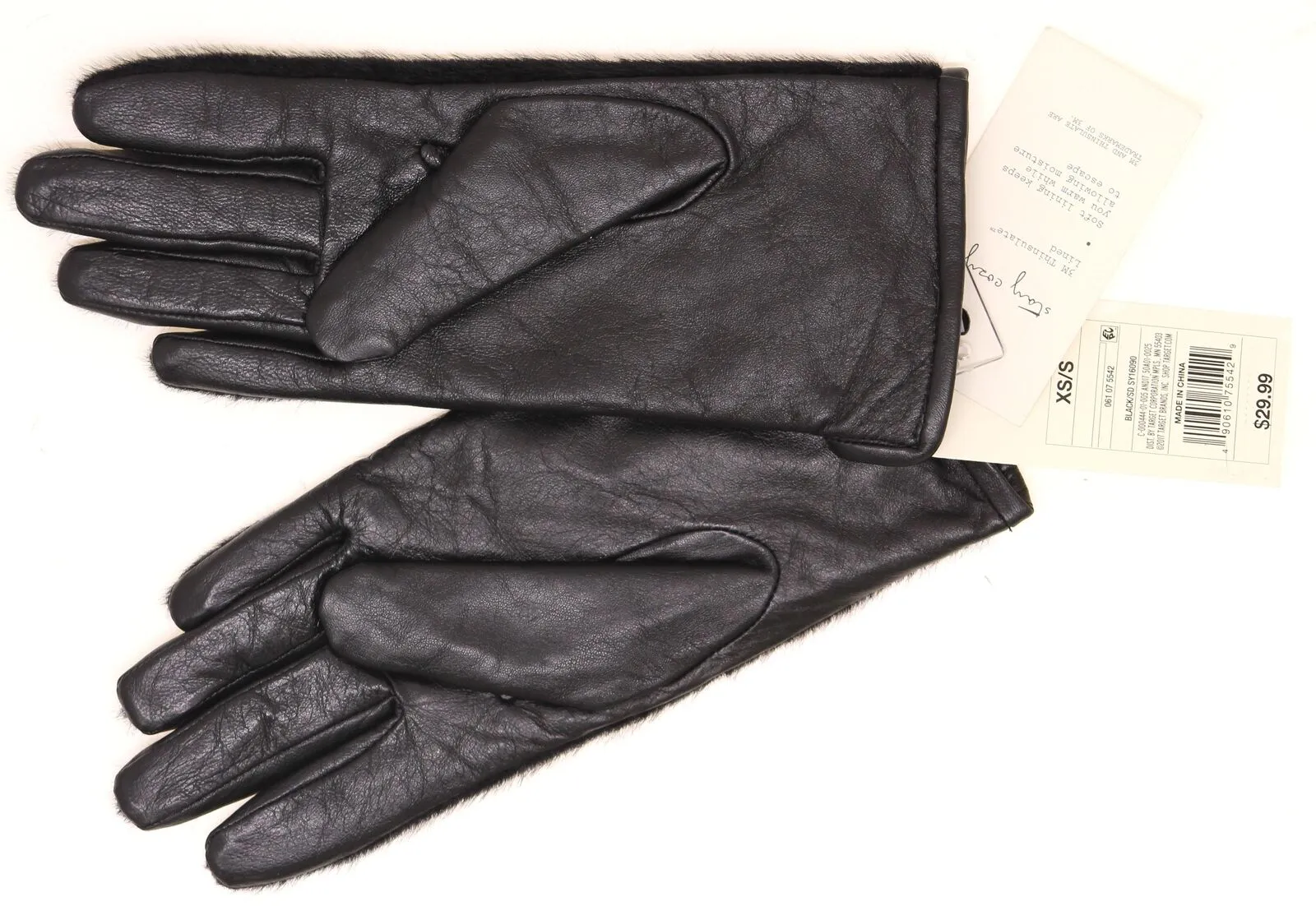 A New Day Women's Faux Calf Hair Leather Tech Touch Gloves Black XS/S