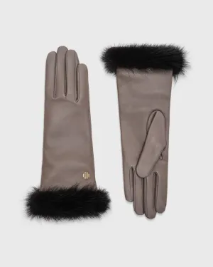Adeline Grey Leather Gloves with Mink Fur
