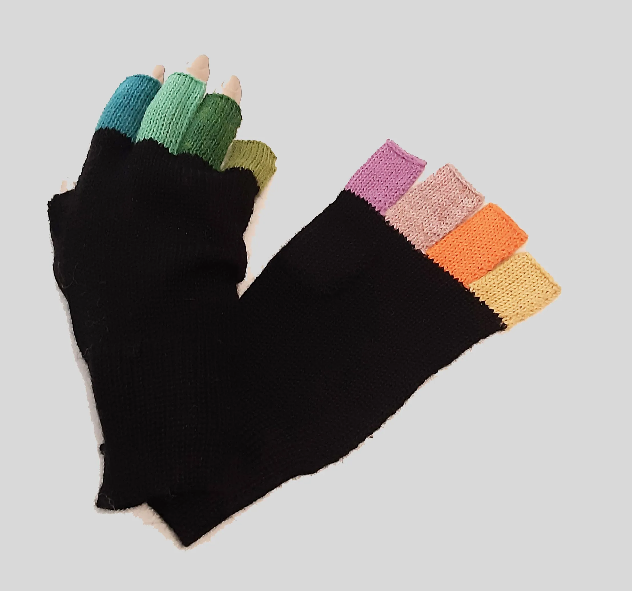 Alpaca Finger-less Gloves Black Women