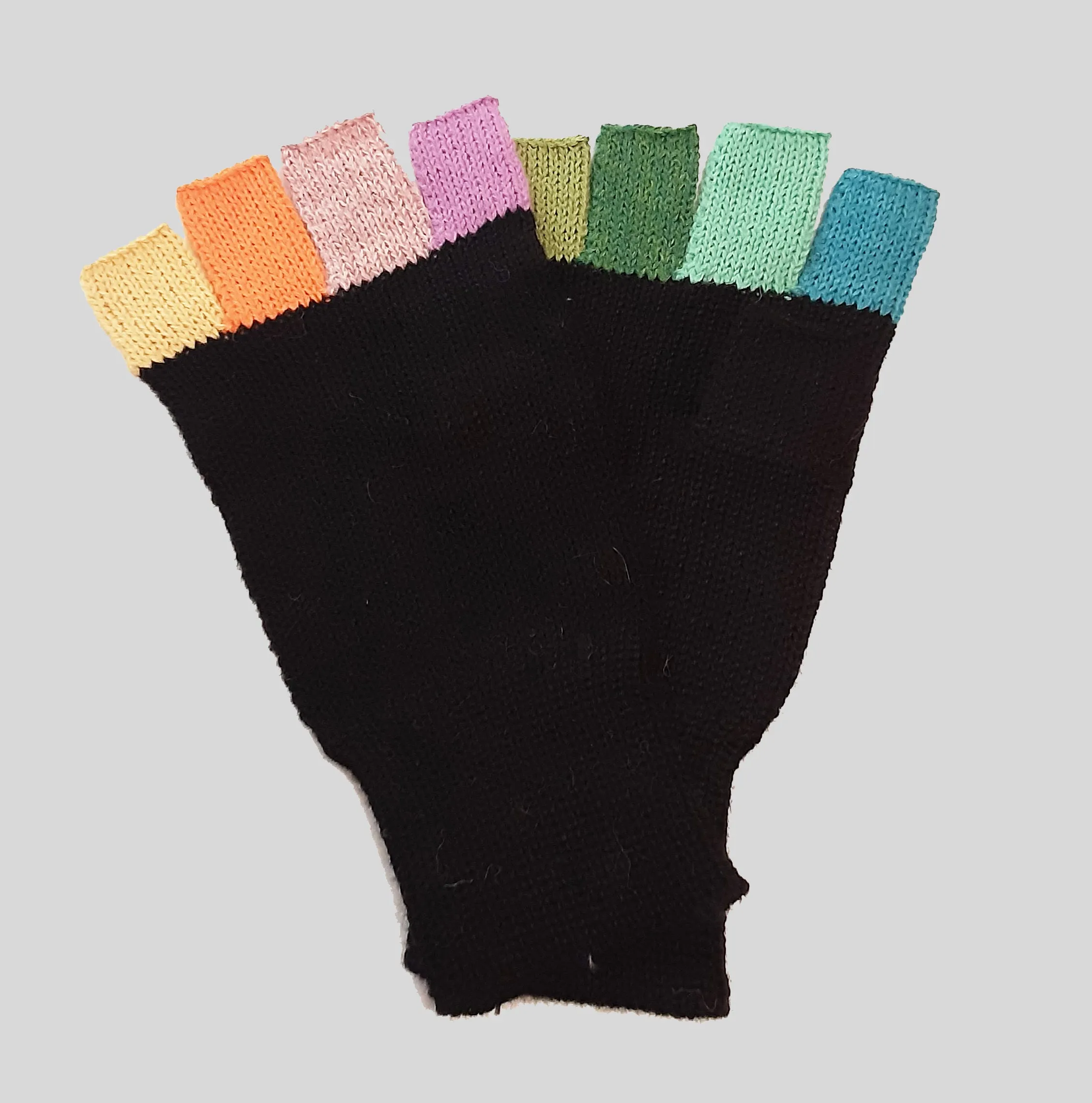 Alpaca Finger-less Gloves Black Women