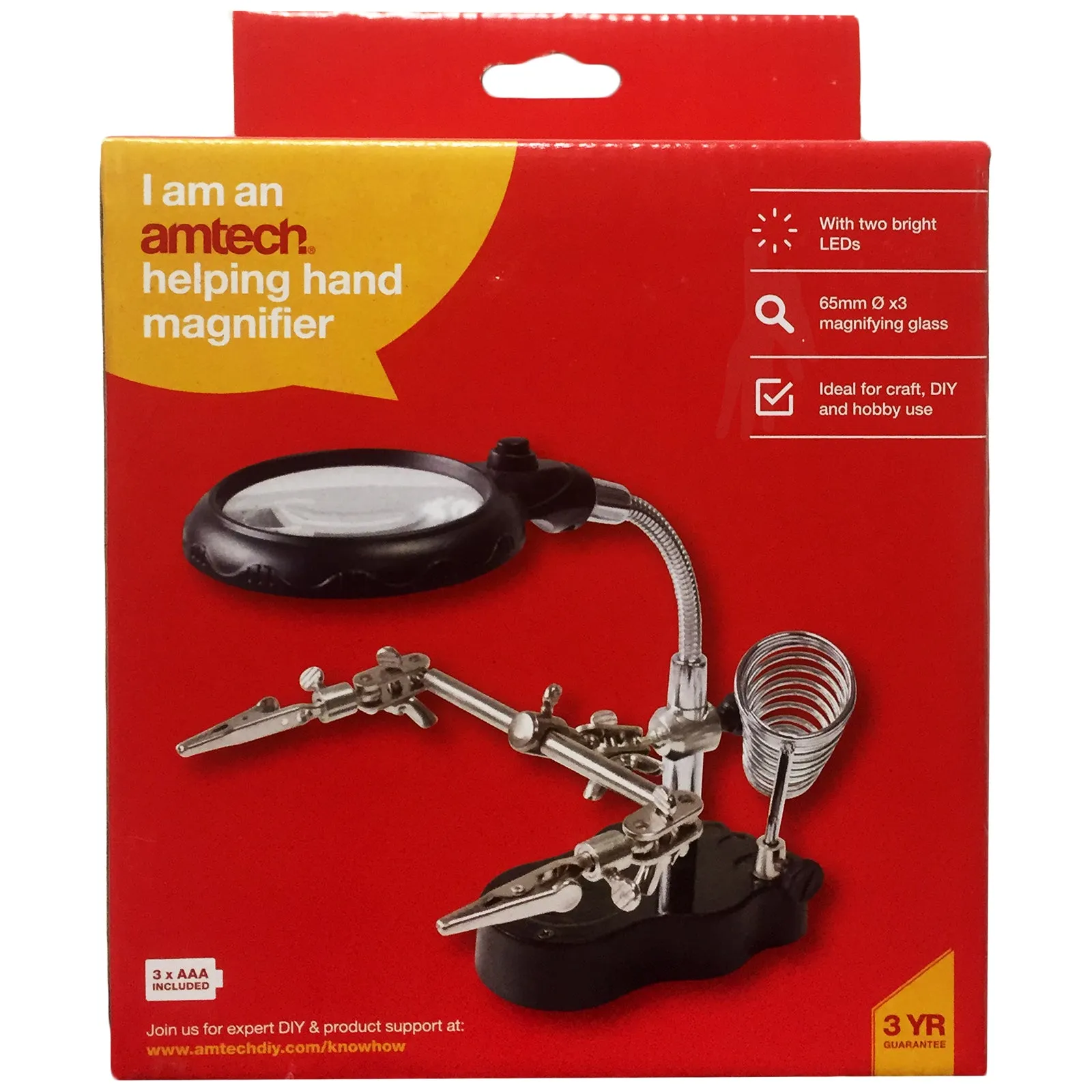 Amtech Helping Hand Magnifier With 2 LED Lights