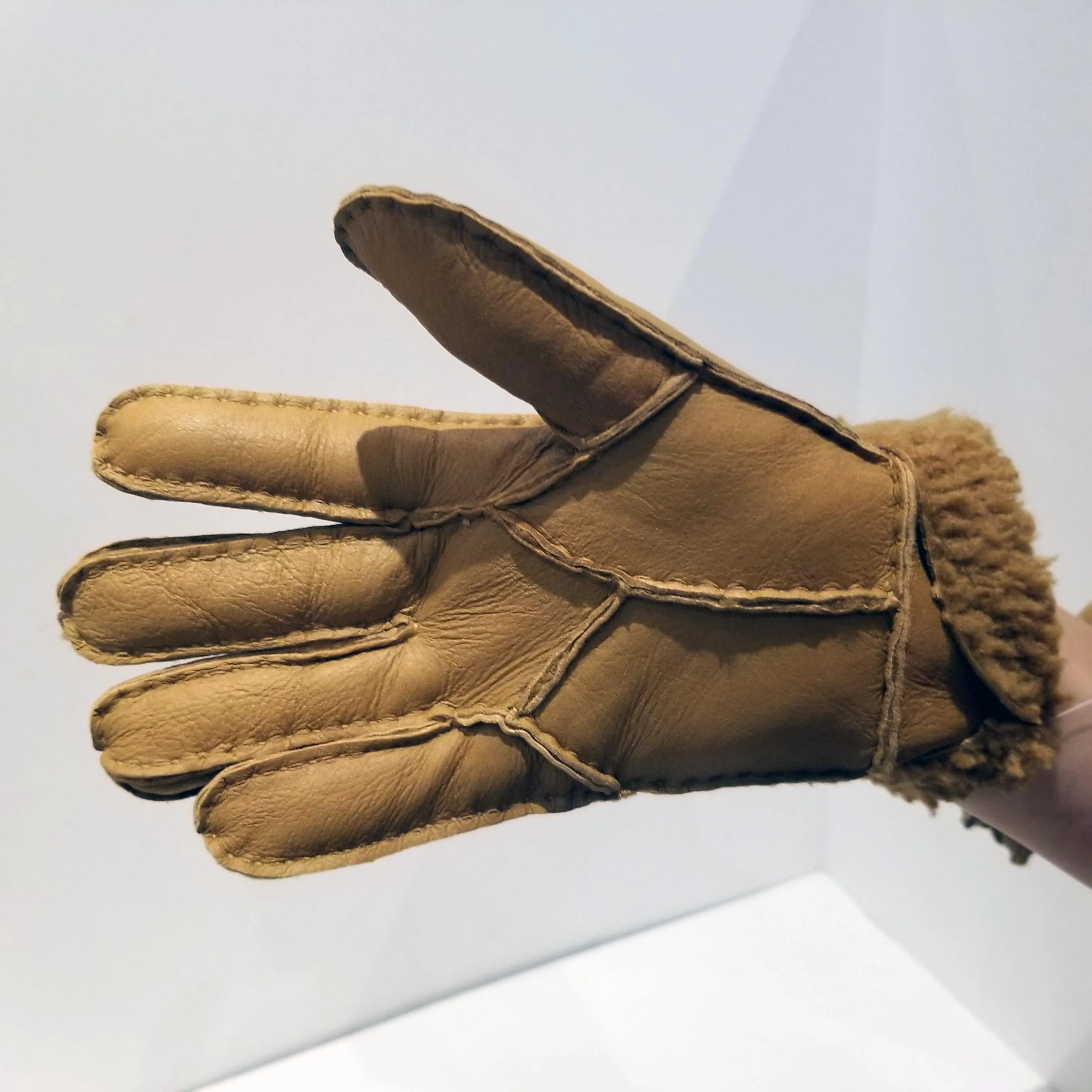 Beige Sheepskin Shearling Gloves