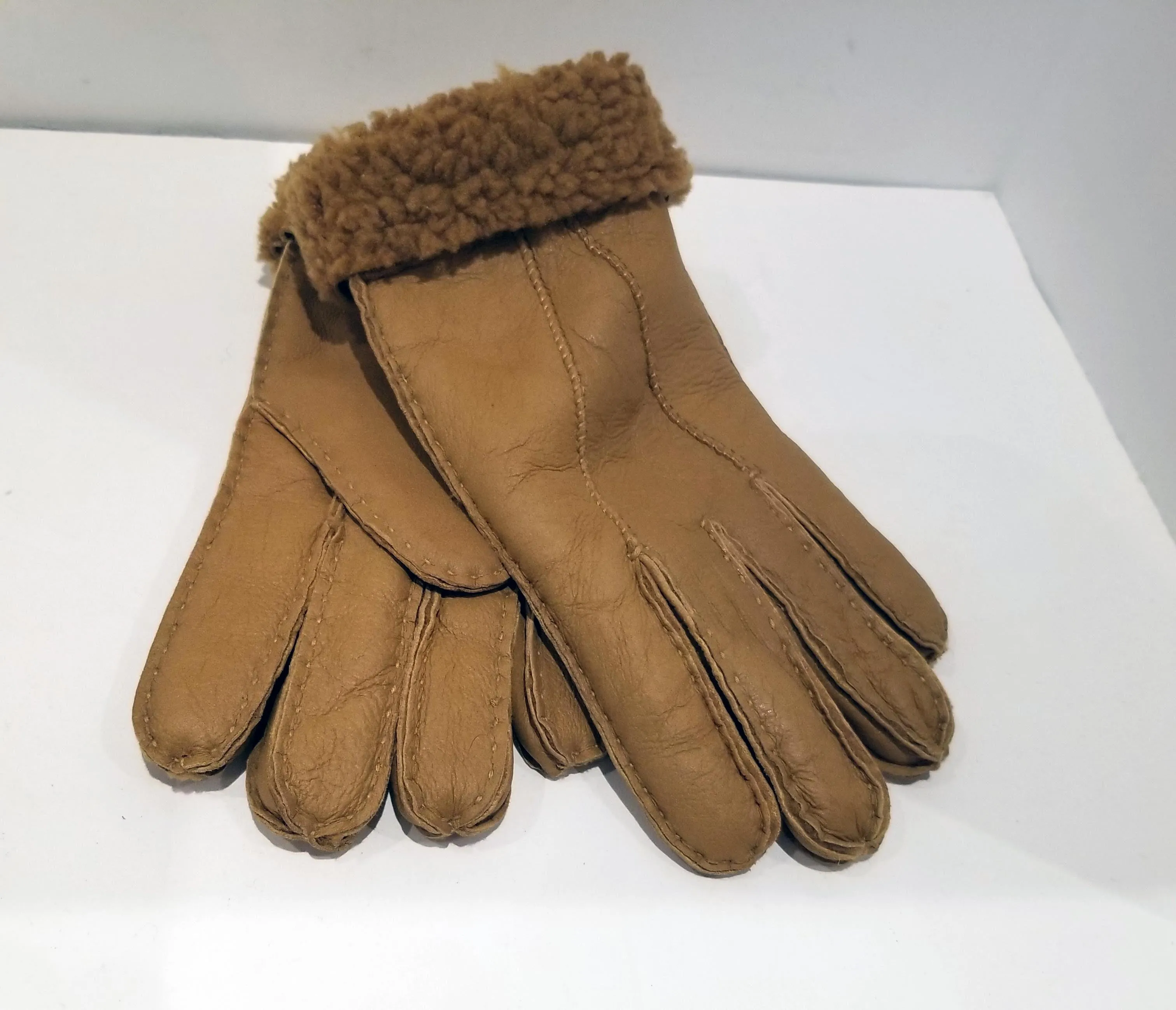 Beige Sheepskin Shearling Gloves