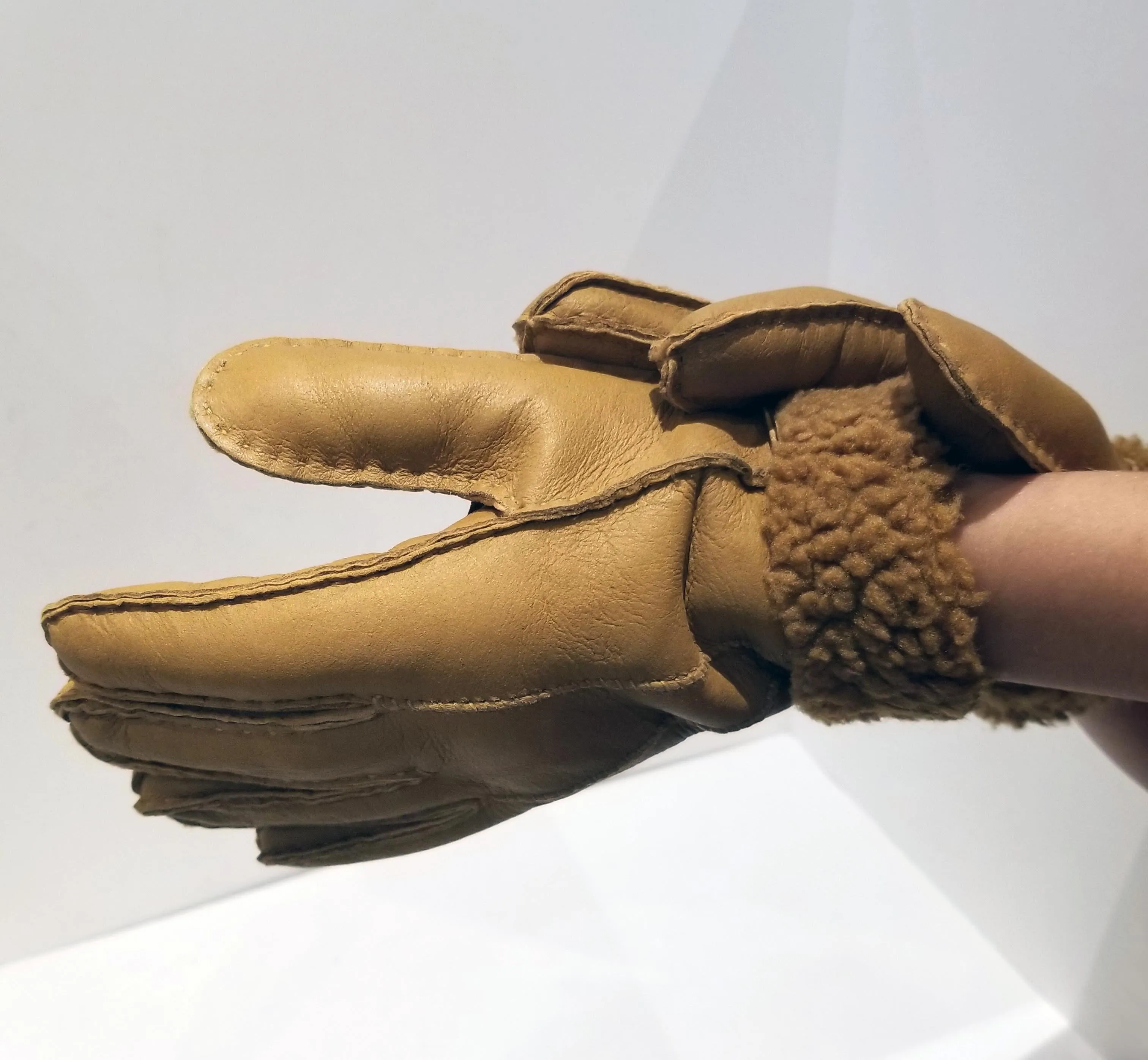 Beige Sheepskin Shearling Gloves