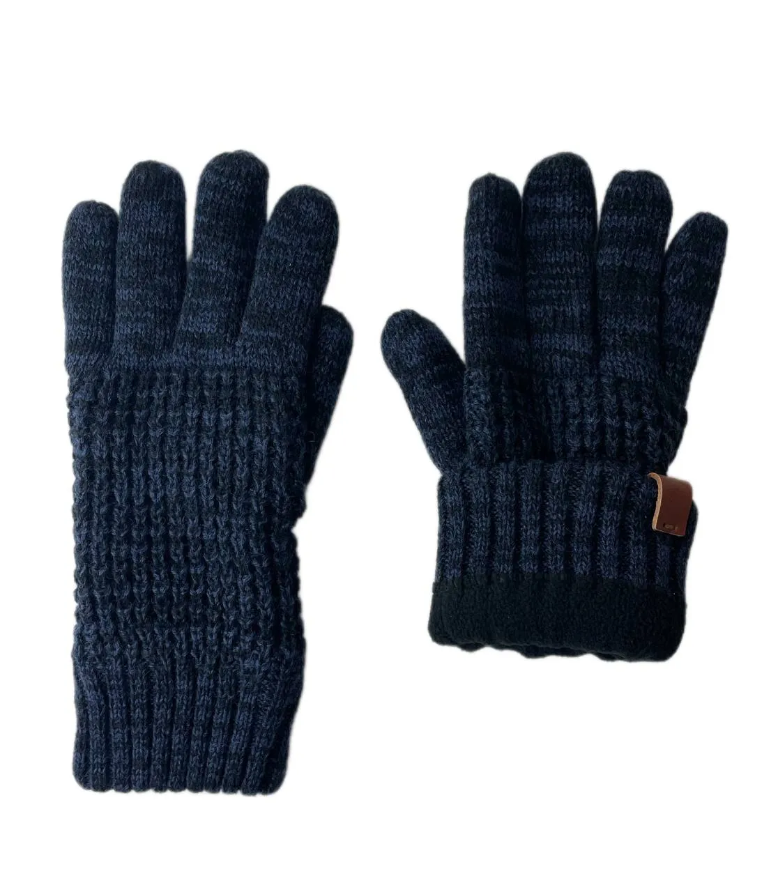 Bickley   Mitchell Men's Navy Twist Basic Knitted Gloves One Size NWT