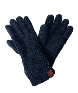 Bickley   Mitchell Men's Navy Twist Basic Knitted Gloves One Size NWT