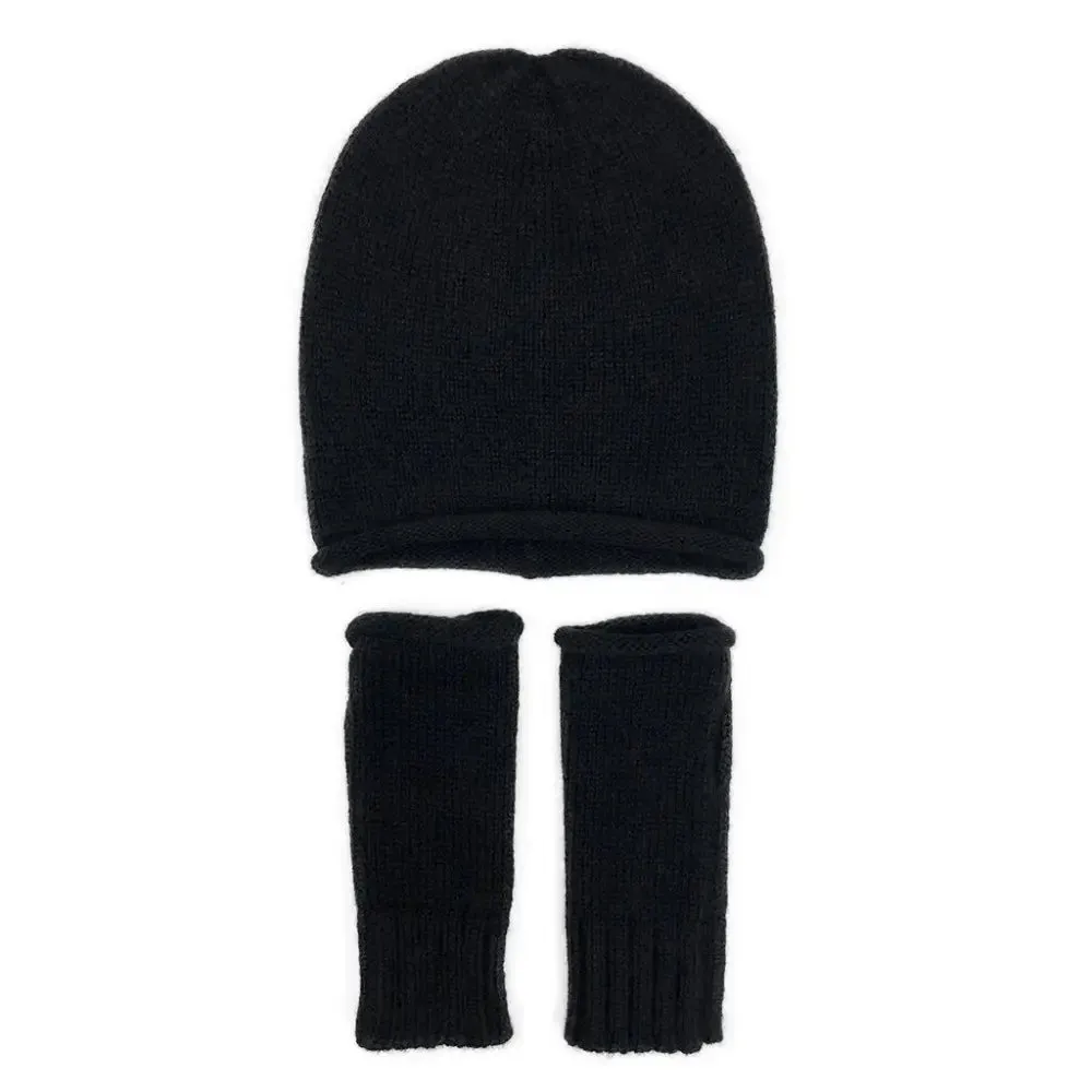 Black Essential Knit Alpaca Gloves for Warmth and Style