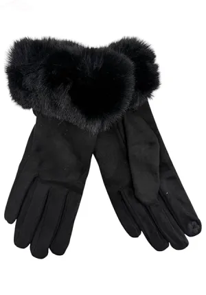 Black Fux Fur Gloves