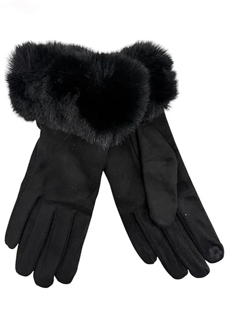 Black Fux Fur Gloves
