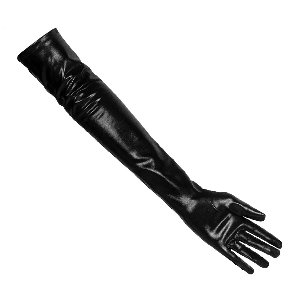 Black gloves fake leather opera Kinky