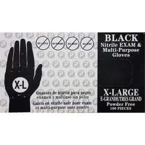 Black Nitrile Exam & Multi-Purpose Gloves - Powder Free -X-LARGE / 100 Count