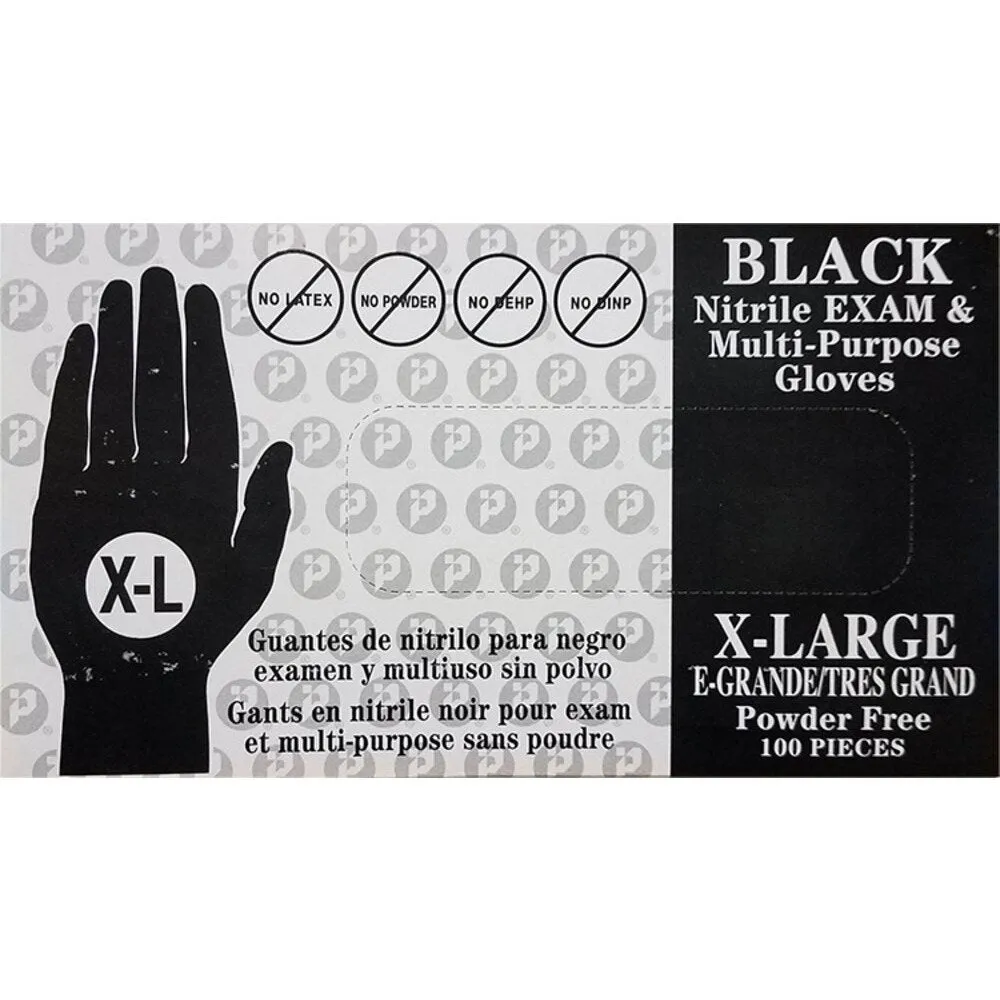 Black Nitrile Exam & Multi-Purpose Gloves - Powder Free -X-LARGE / 100 Count