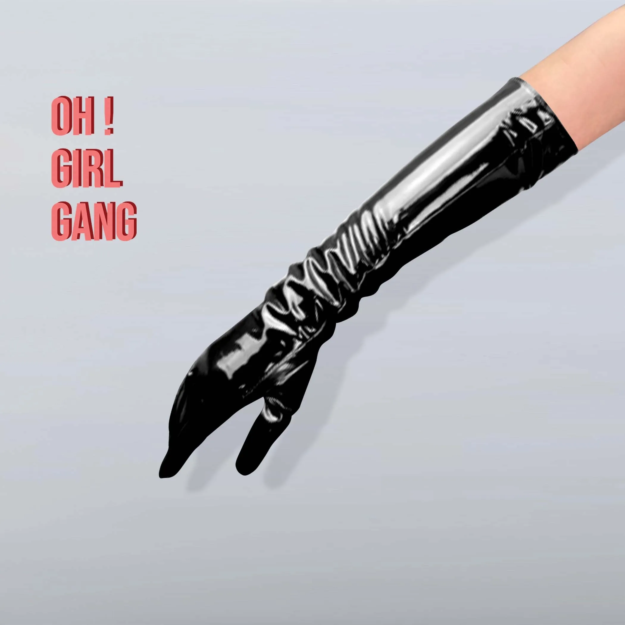Black Opera Gloves Faux Patent Leather