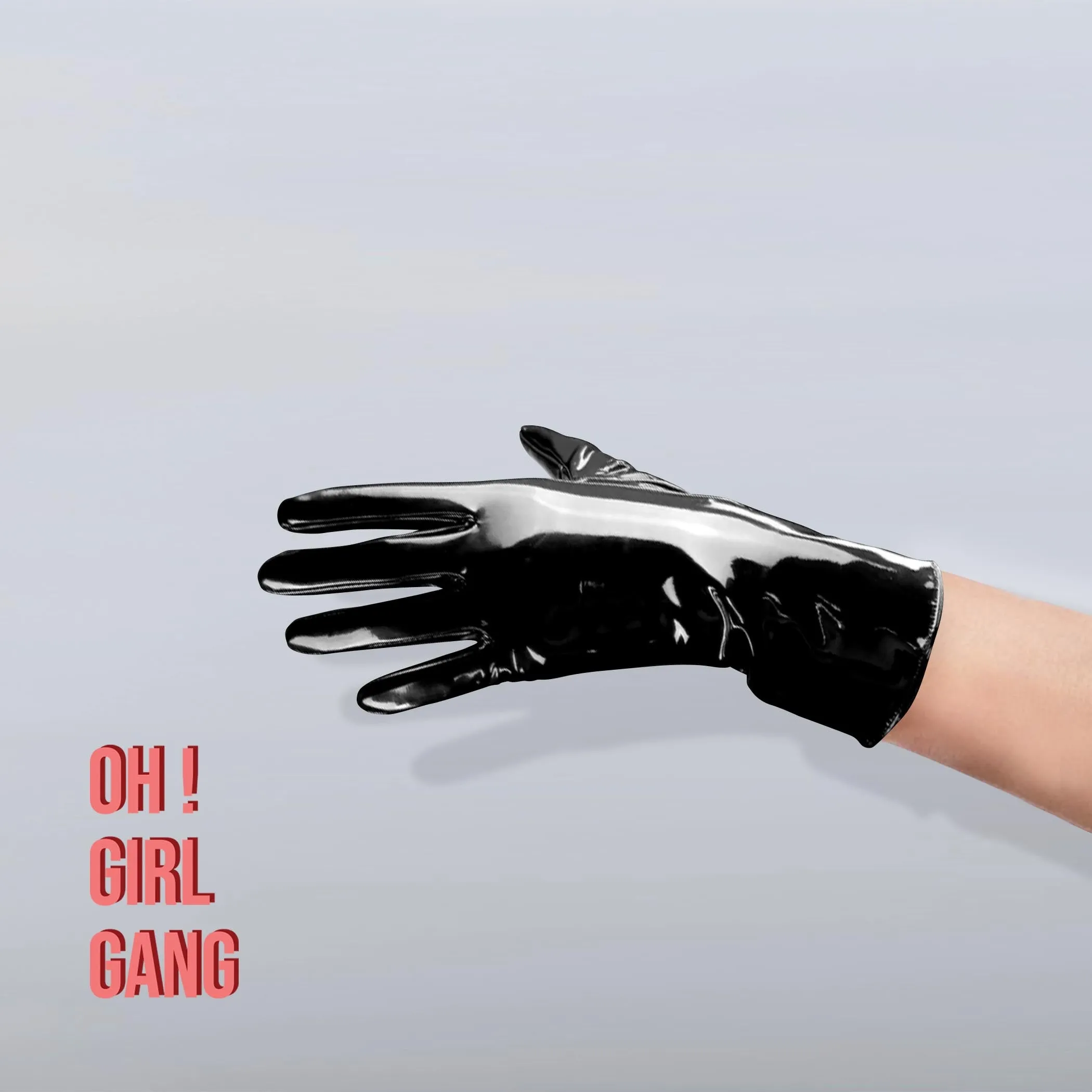 Black Opera Gloves Faux Patent Leather