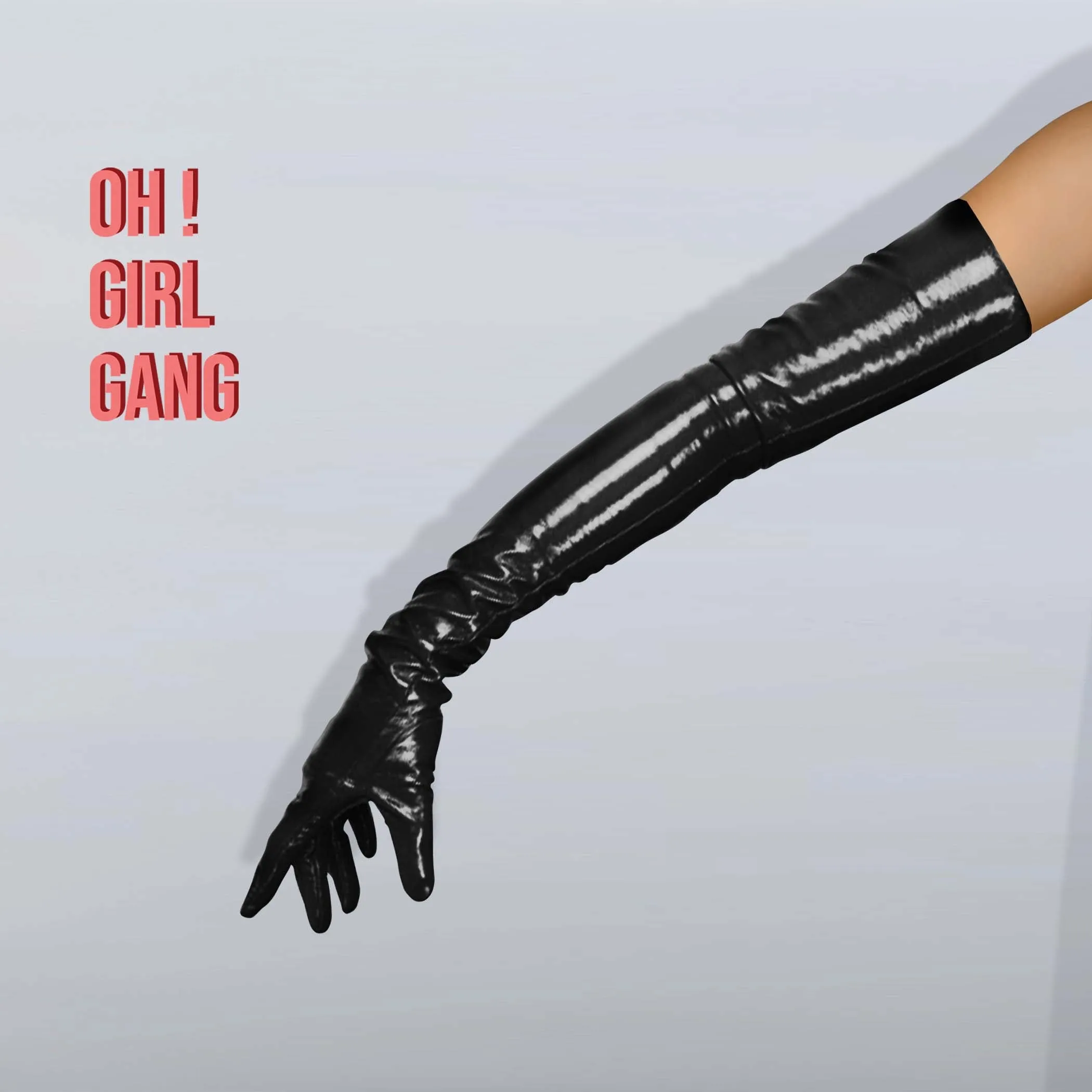 Black Opera Gloves Faux Patent Leather