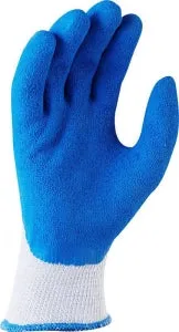 Blue Grippa Glove - Knitted Poly Cotton, Blue Latex Dipped Palm