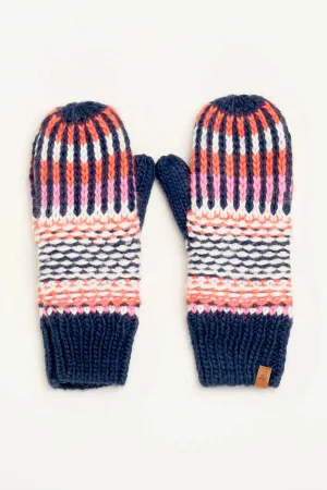 Brakeburn - Textured Stripe Knitted Beanie & Mittens Set