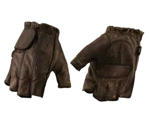 Brown Fingerless Leather Riding Gloves