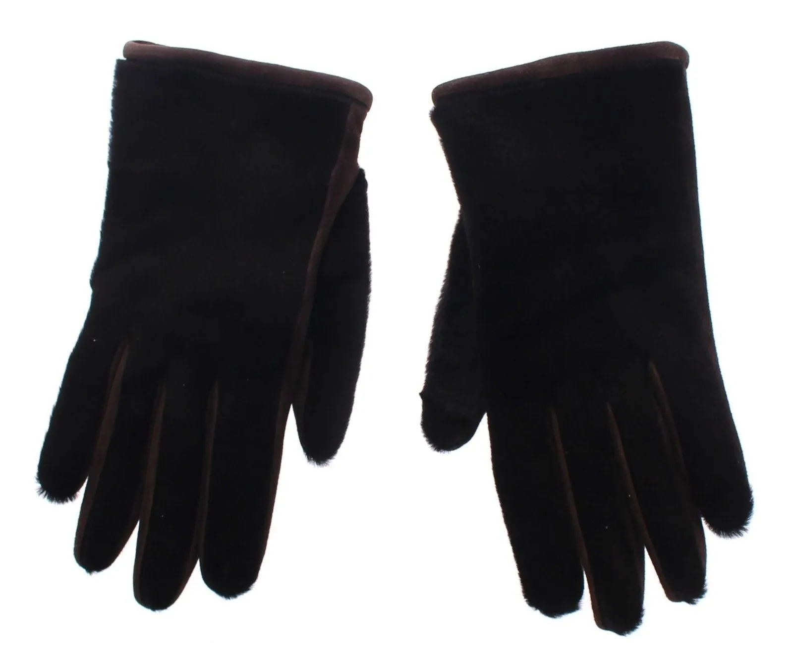 Brown Kangaroo Lambskin Fur Suede Wrist Gloves