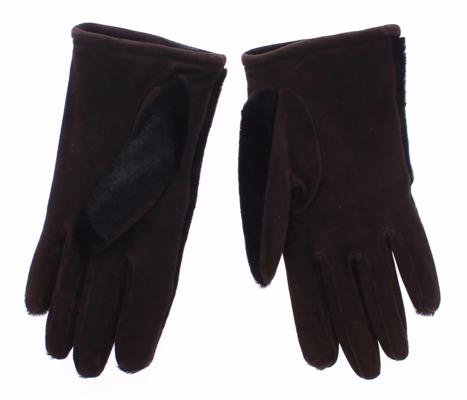 Brown Kangaroo Lambskin Fur Suede Wrist Gloves