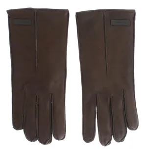 Brown Leather Cashmere Gloves