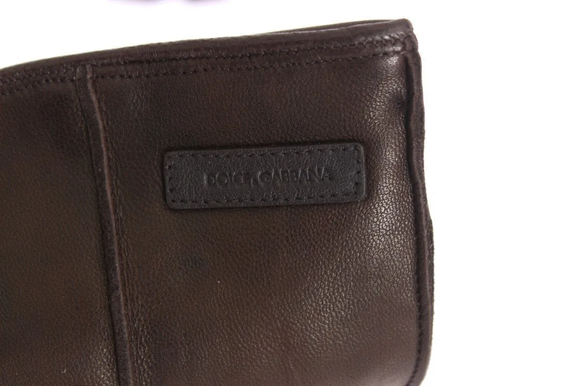 Brown Leather Cashmere Gloves