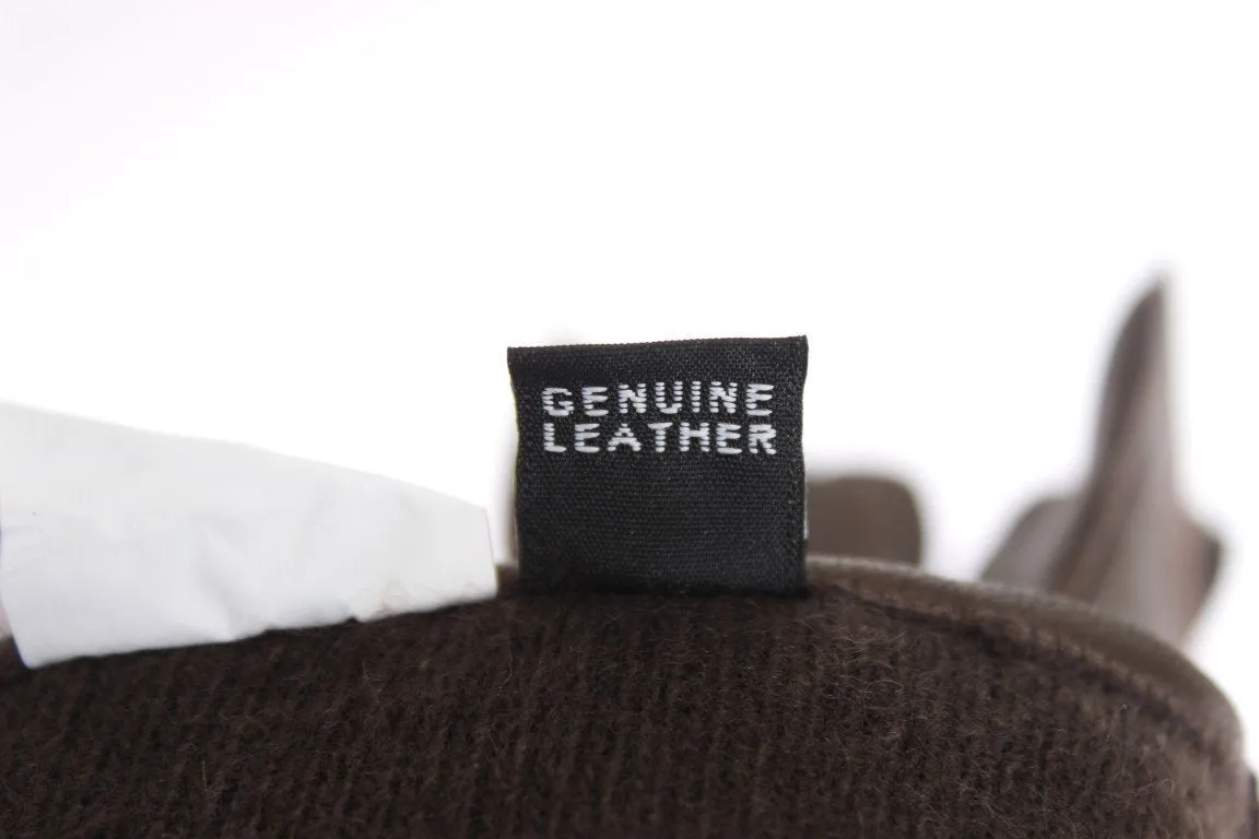 Brown Leather Cashmere Gloves