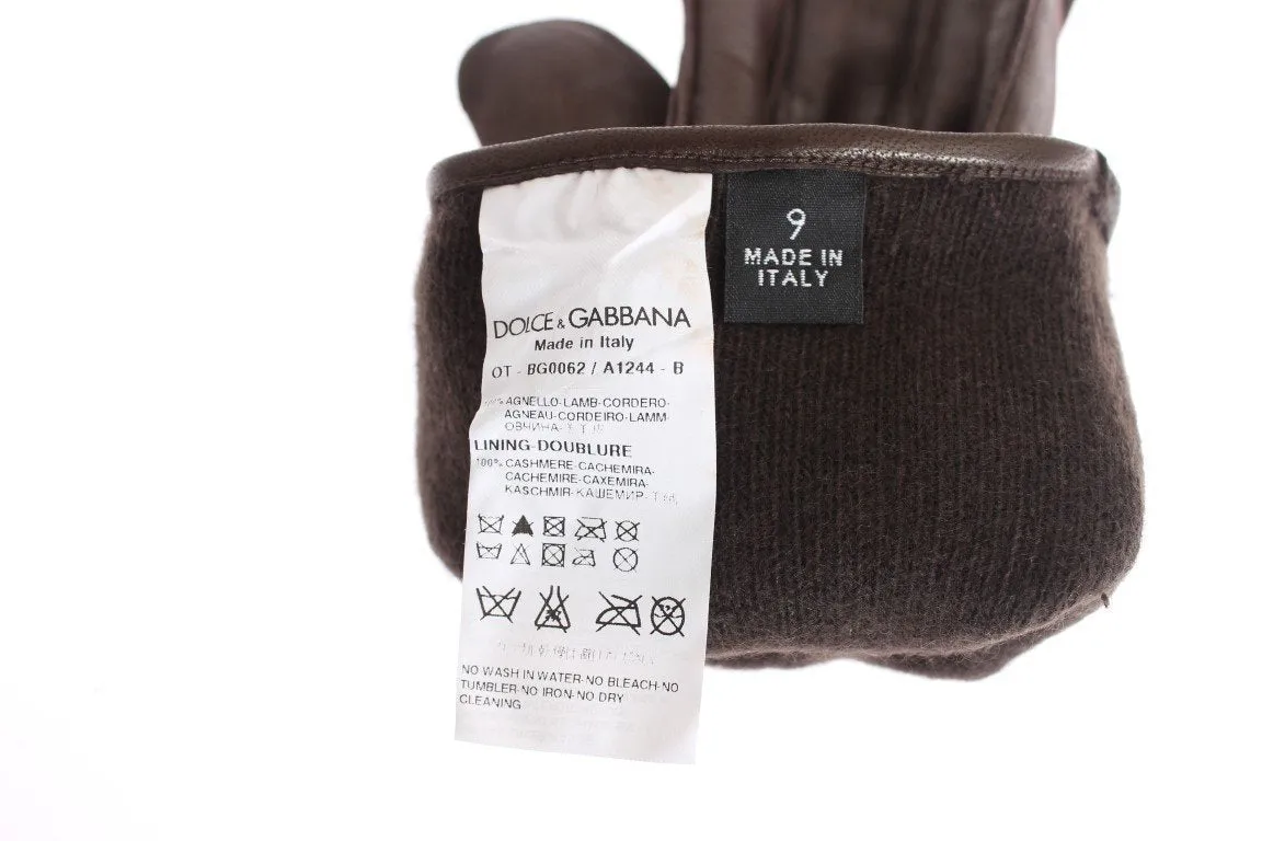 Brown Leather Cashmere Gloves