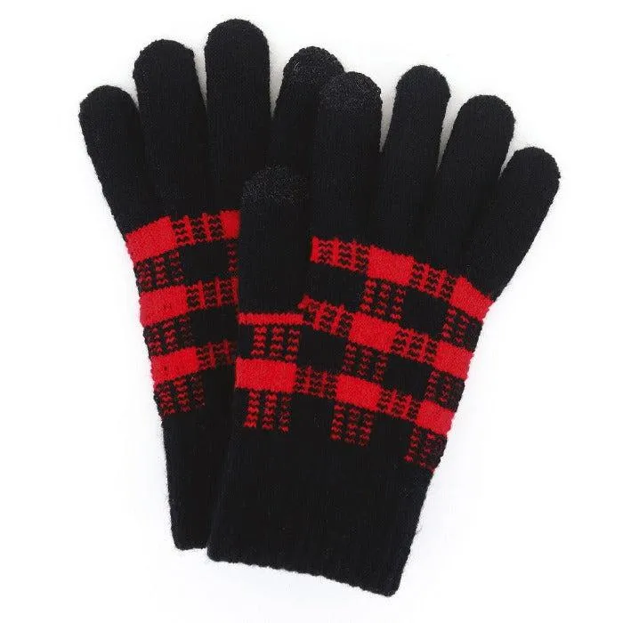 Buffalo Check Red and Black Smart Gloves