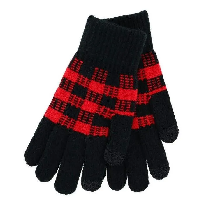 Buffalo Check Red and Black Smart Gloves