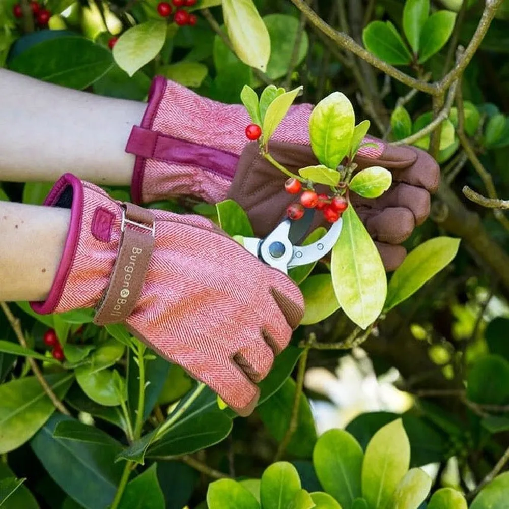 Burgon & Ball Gardening Gloves - Red Tweed
