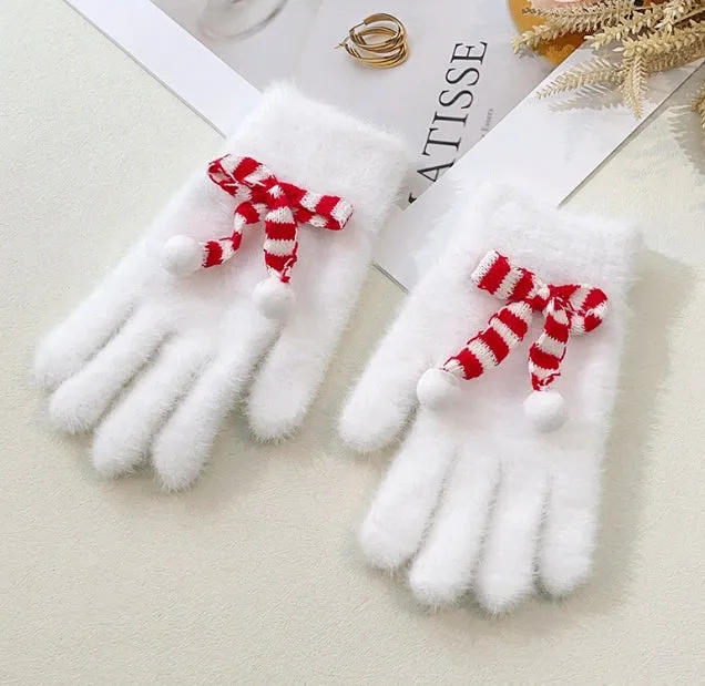 Buy One Get One! Big Promotion. New Style Christmas Cute Bowknot Warm Gloves. Touchscreen Winter Knitted Gloves.C241021-3