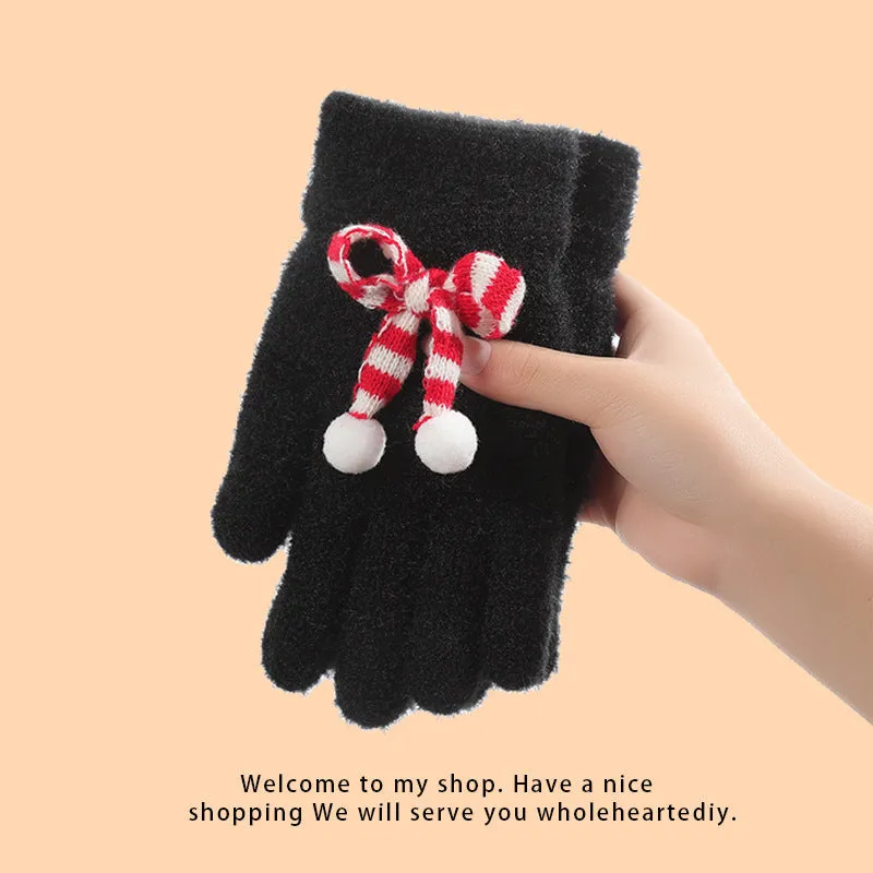Buy One Get One! Big Promotion. New Style Christmas Cute Bowknot Warm Gloves. Touchscreen Winter Knitted Gloves.C241021-3