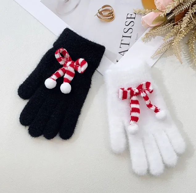 Buy One Get One! Big Promotion. New Style Christmas Cute Bowknot Warm Gloves. Touchscreen Winter Knitted Gloves.C241021-3