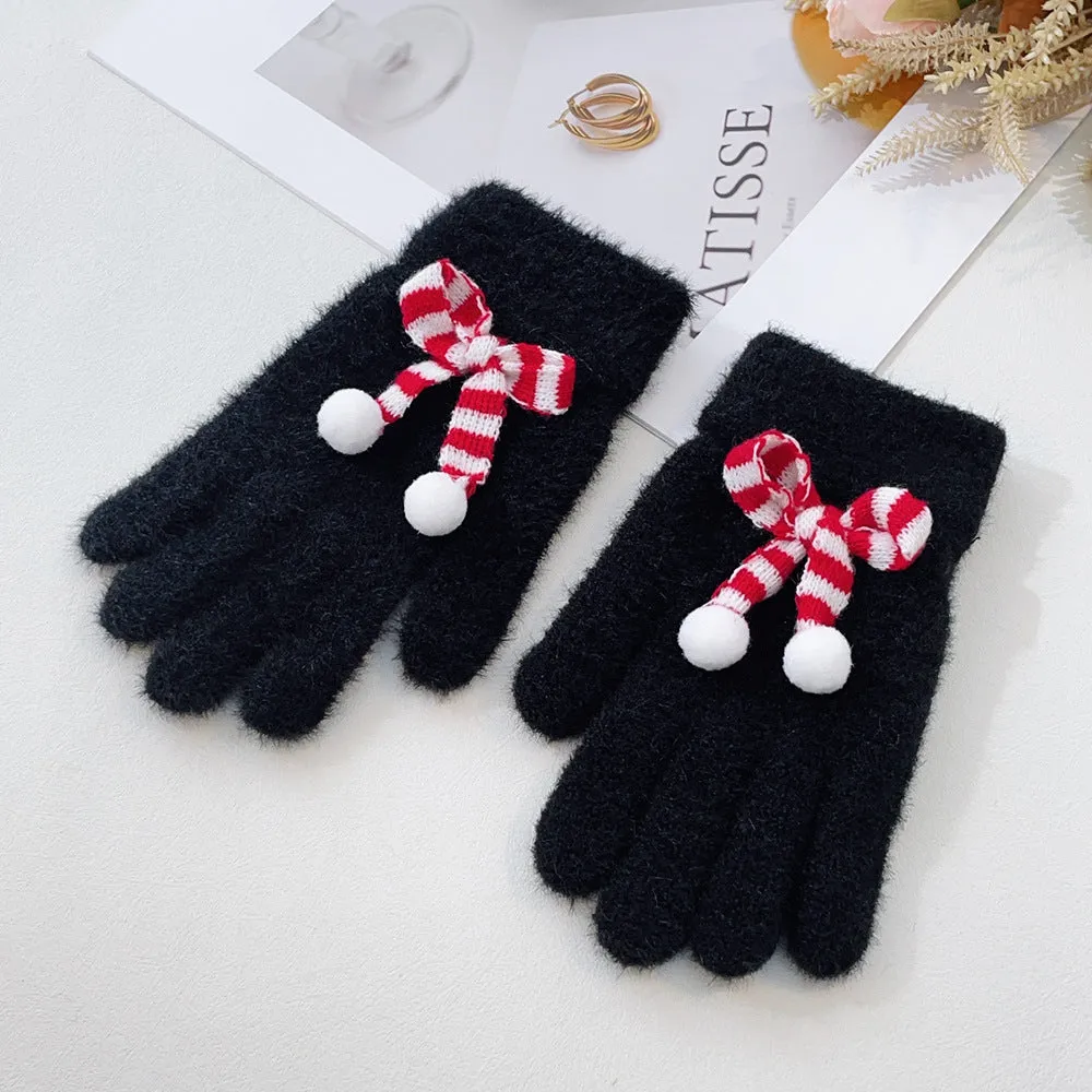 Buy One Get One! Big Promotion. New Style Christmas Cute Bowknot Warm Gloves. Touchscreen Winter Knitted Gloves.C241021-3