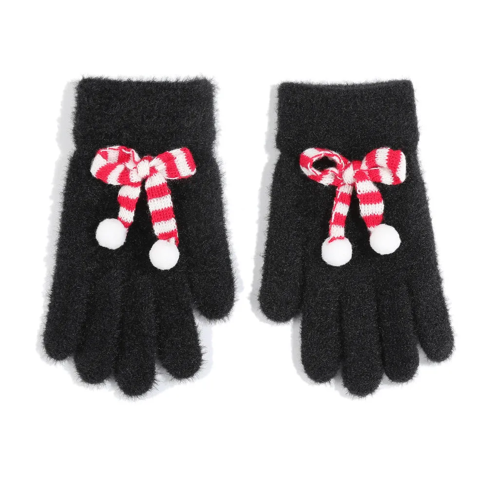 Buy One Get One! Big Promotion. New Style Christmas Cute Bowknot Warm Gloves. Touchscreen Winter Knitted Gloves.C241021-3
