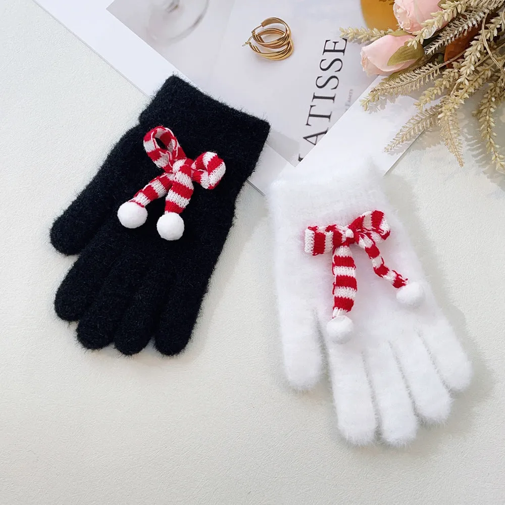 Buy One Get One! Big Promotion. New Style Christmas Cute Bowknot Warm Gloves. Touchscreen Winter Knitted Gloves.C241021-3