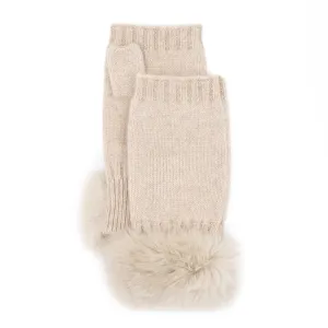 Cashmere Fingerless Gloves with Rex Trim