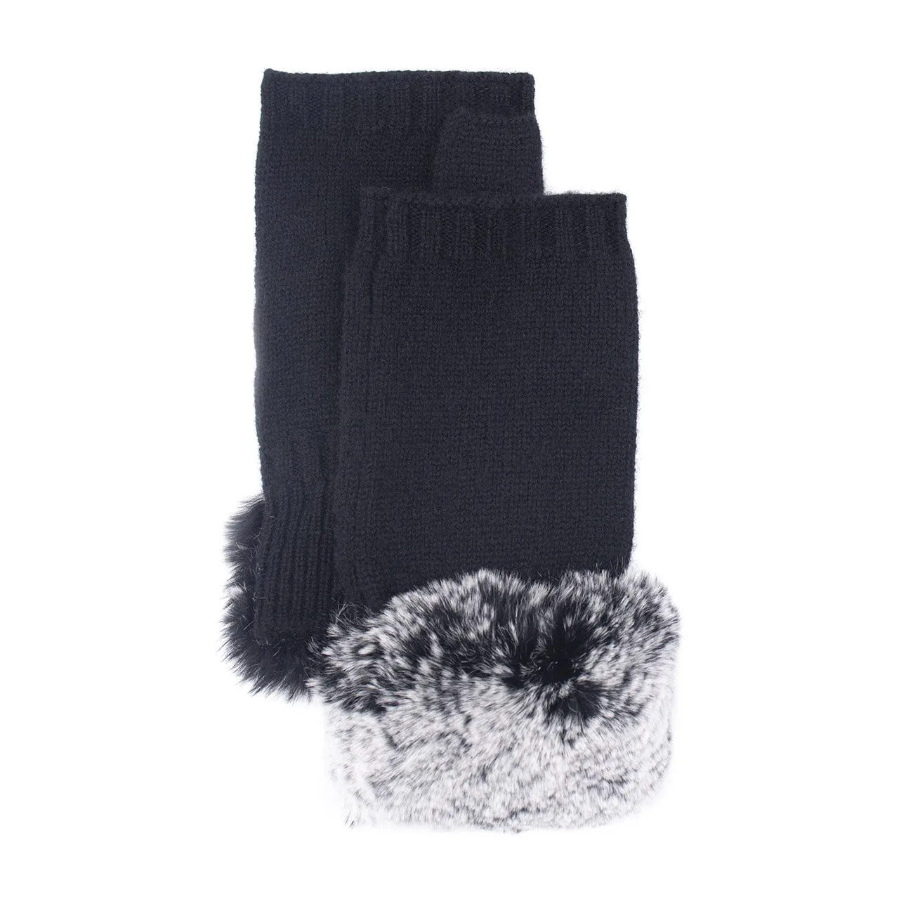 Cashmere Fingerless Gloves with Rex Trim